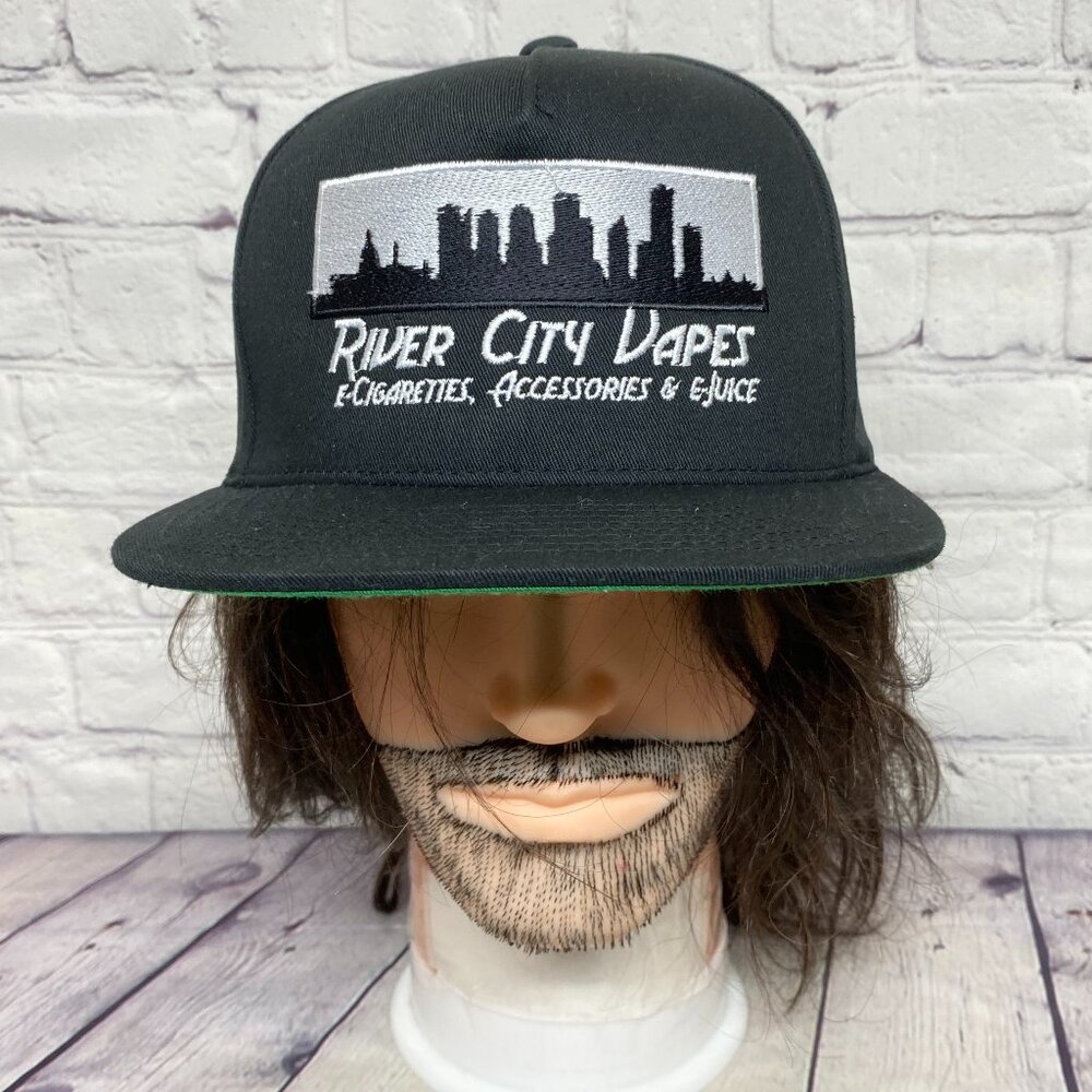 YUPOONG The Classics Snapback Hat Cap Black River City Embroidered Adjustable